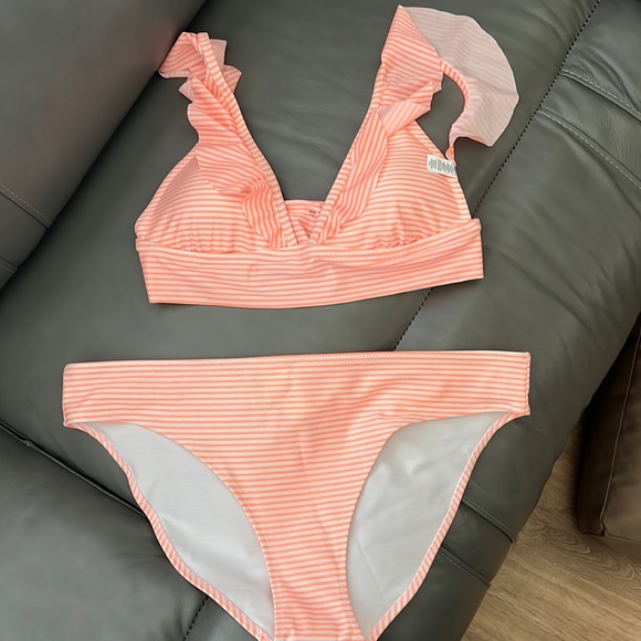 aerie Swim Nwt Orange And White Striped Aerie Bathing Suit Poshmark